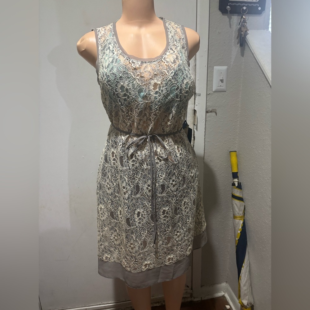 Simply Vera Vera Wang Gray and Teal Dress